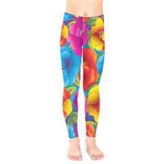 Neon Colored Floral Pattern Kids  Legging