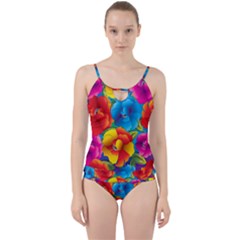 Neon Colored Floral Pattern Cut Out Top Tankini Set by allthingseveryone