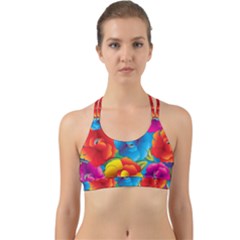 Neon Colored Floral Pattern Back Web Sports Bra