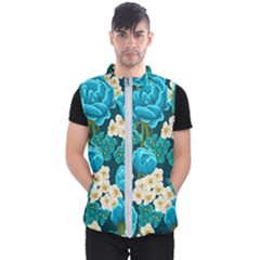 Light Blue Roses And Daisys Men s Puffer Vest