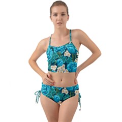 Light Blue Roses And Daisys Mini Tank Bikini Set