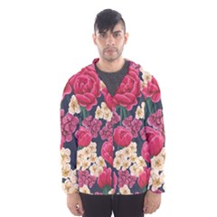 Pink Roses And Daisies Hooded Wind Breaker (men) by allthingseveryone