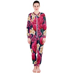 Pink Roses And Daisies Onepiece Jumpsuit (ladies)  by allthingseveryone