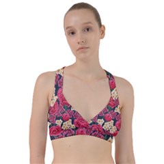 Pink Roses And Daisies Sweetheart Sports Bra