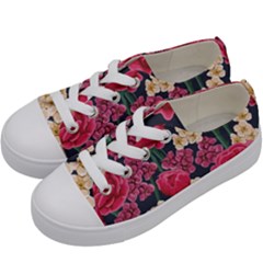 Pink Roses And Daisies Kids  Low Top Canvas Sneakers by allthingseveryone