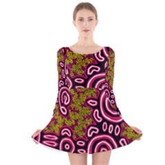 Aboriginal Art - You Belong Long Sleeve Velvet Skater Dress