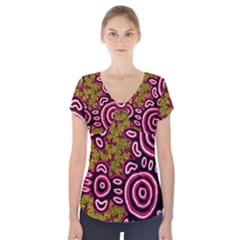 Aboriginal Art - You Belong Short Sleeve Front Detail Top by hogartharts