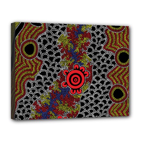 Aboriginal Art - Campsite Canvas 14  X 11  by hogartharts