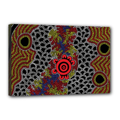 Aboriginal Art - Campsite Canvas 18  X 12  by hogartharts