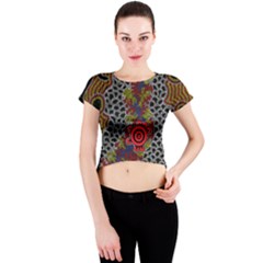 Aboriginal Art - Campsite Crew Neck Crop Top by hogartharts