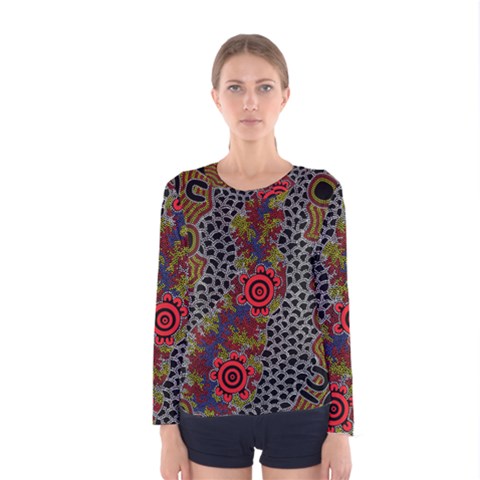 Aboriginal Art - Campsite Women s Long Sleeve Tee by hogartharts