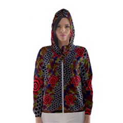 Aboriginal Art - Campsite Hooded Wind Breaker (women)