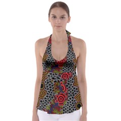 Aboriginal Art - Campsite Babydoll Tankini Top by hogartharts