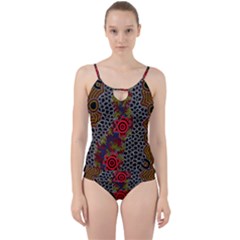 Aboriginal Art - Campsite Cut Out Top Tankini Set