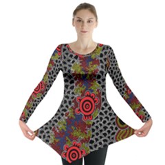 Aboriginal Art - Waterholes Long Sleeve Tunic  by hogartharts