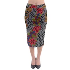 Aboriginal Art - Waterholes Midi Pencil Skirt by hogartharts