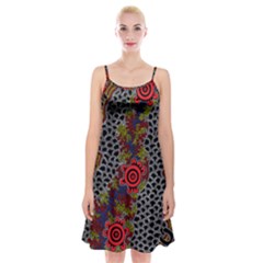 Aboriginal Art - Waterholes Spaghetti Strap Velvet Dress