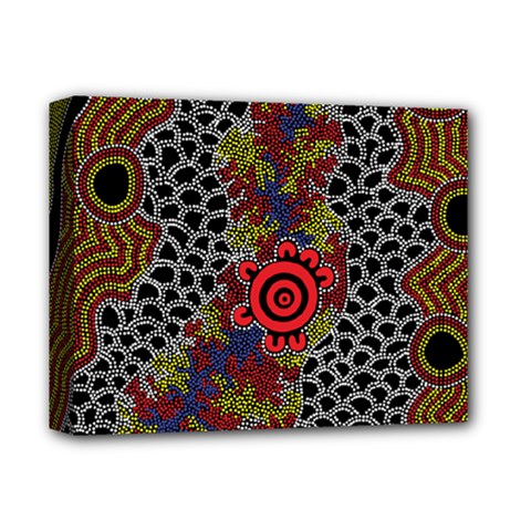 Aboriginal Art - Meeting Places Deluxe Canvas 14  X 11  by hogartharts