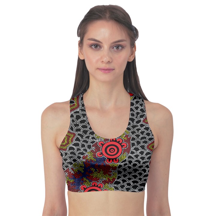 Aboriginal Art - Meeting Places Sports Bra