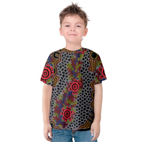 Aboriginal Art - Meeting Places Kids  Cotton Tee by hogartharts