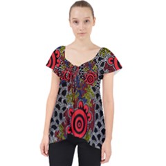 Aboriginal Art - Meeting Places Lace Front Dolly Top by hogartharts