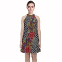 Aboriginal Art - Meeting Places Velvet Halter Neckline Dress  View1