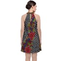 Aboriginal Art - Meeting Places Velvet Halter Neckline Dress  View2