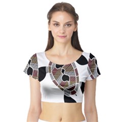 Aboriginal Art - Untitled Short Sleeve Crop Top by hogartharts