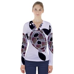 Aboriginal Art - Untitled V-neck Long Sleeve Top by hogartharts