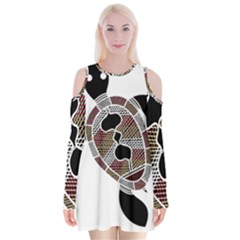 Aboriginal Art - Untitled Velvet Long Sleeve Shoulder Cutout Dress