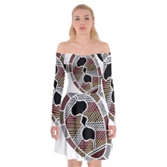 Aboriginal Art - Untitled Off Shoulder Skater Dress