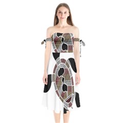 Aboriginal Art - Untitled Shoulder Tie Bardot Midi Dress by hogartharts