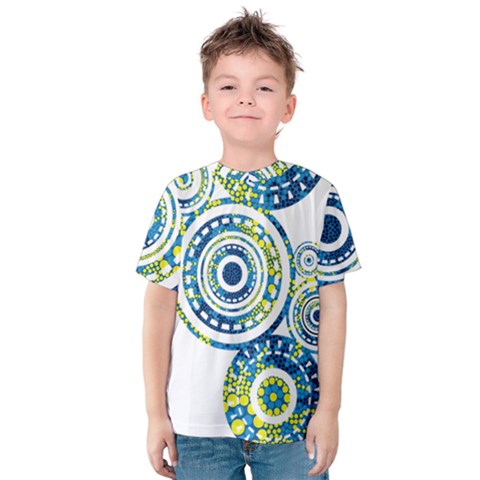 Aboriginal Art - Turtle Black Kids  Cotton Tee by hogartharts