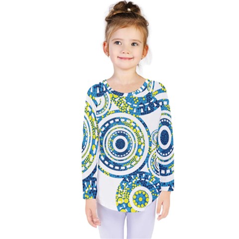 Aboriginal Art - Turtle Black Kids  Long Sleeve Tee by hogartharts