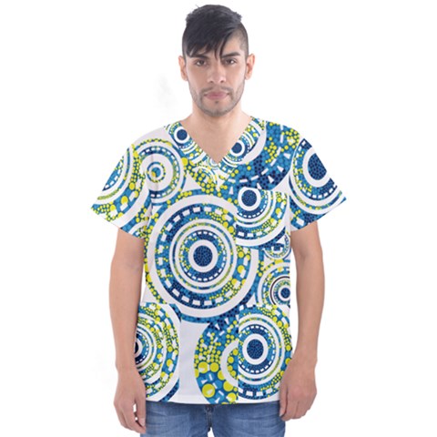 Aboriginal Art - Crocodile Men s V-neck Scrub Top by hogartharts