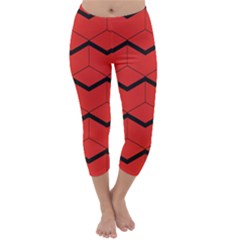 Red Box Pattern Capri Winter Leggings 