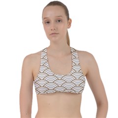 Art Deco,japanese Fan Pattern, Gold,white,vintage,chic,elegant,beautiful,shell Pattern, Modern,trendy Criss Cross Racerback Sports Bra