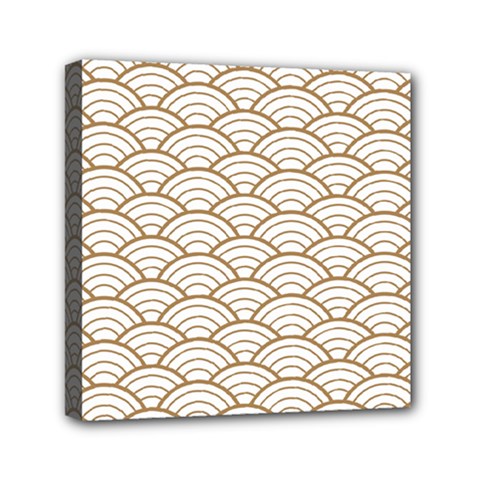 Art Deco,japanese Fan Pattern, Gold,white,vintage,chic,elegant,beautiful,shell Pattern, Modern,trendy Mini Canvas 6  X 6  by NouveauDesign