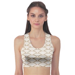 Art Deco,japanese Fan Pattern, Gold,white,vintage,chic,elegant,beautiful,shell Pattern, Modern,trendy Sports Bra by NouveauDesign