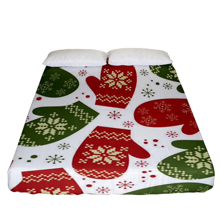 Winter Snow Mittens Fitted Sheet (California King Size)