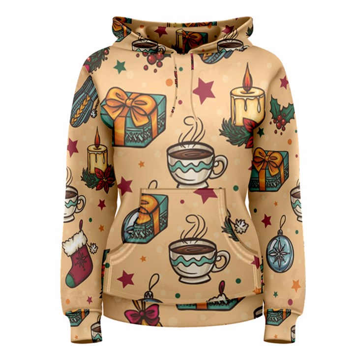 Cute Vintage Christmas Pattern Women s Pullover Hoodie