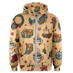 Cute Vintage Christmas Pattern Men s Zipper Hoodie