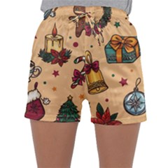 Cute Vintage Christmas Pattern Sleepwear Shorts by allthingseveryone