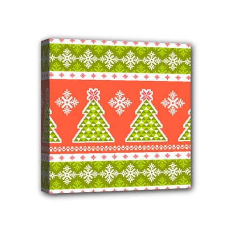 Christmas Tree Ugly Sweater Pattern Mini Canvas 4  X 4  by allthingseveryone