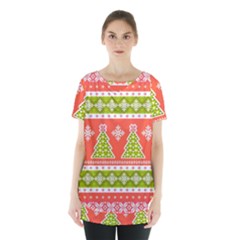 Christmas Tree Ugly Sweater Pattern Skirt Hem Sports Top by allthingseveryone