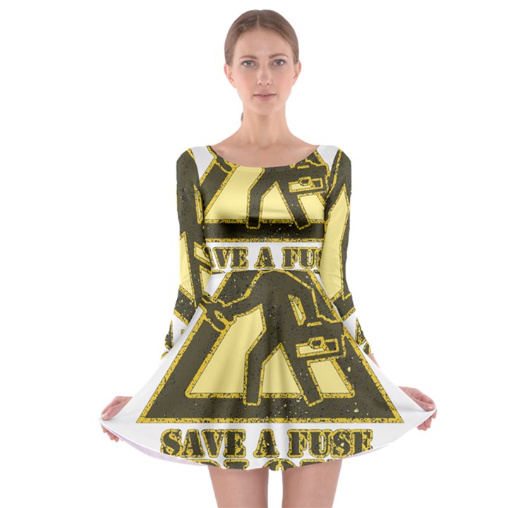 Save a fuse blow an electrician Long Sleeve Skater Dress