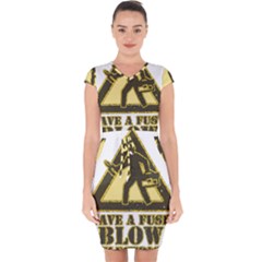 Save A Fuse Blow An Electrician Capsleeve Drawstring Dress  by FunnyShirtsAndStuff