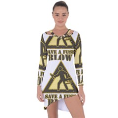 Save A Fuse Blow An Electrician Asymmetric Cut-out Shift Dress