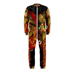 Funny Giraffe With Helmet Onepiece Jumpsuit (kids) by FantasyWorld7