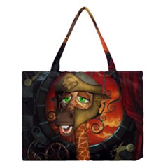 Funny Giraffe With Helmet Medium Tote Bag by FantasyWorld7